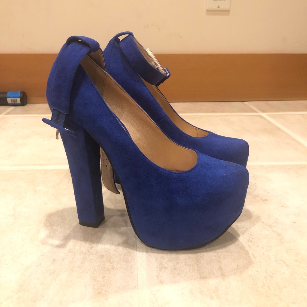 Platform Cobalt Blue Suede Pumps